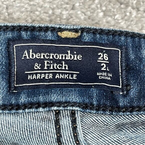 Abercrombie & Fitch Jeans Women’s 26 Long Blue Skinny Ankle Mid-Rise Dark Denim - Picture 5 of 12